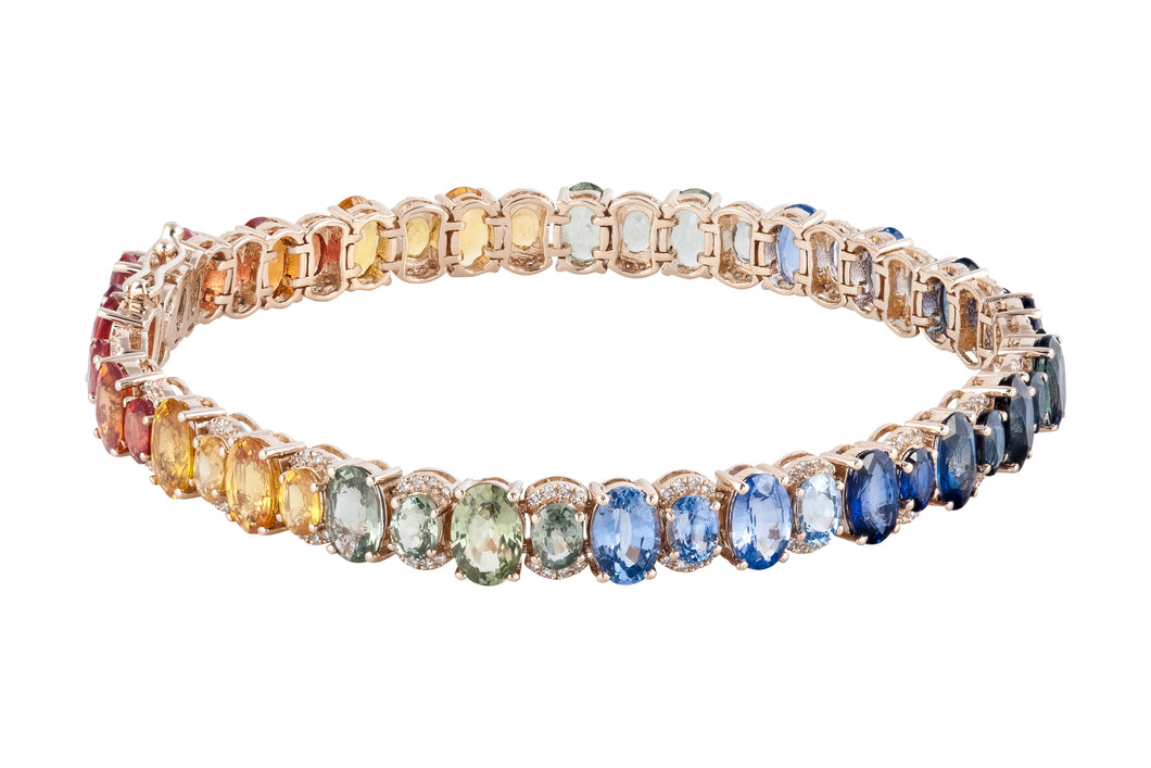 14K Yellow Gold Diamond Gemstone Rainbow Bracelet 7: 40162044477509