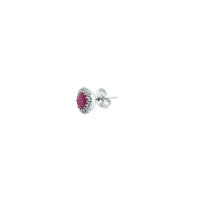 Petite Collection Ruby Halo Studs